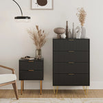 Elegant 4-Drawer Tall Storage Dresser with Gold Handles – Modern Organizer