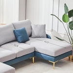 Azure Embrace U-Shaped Sectional Sofa with Chaise Lounges & Gold Accents