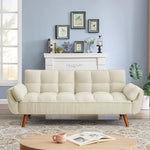 Convertible Futon Sofa Bed – Memory Foam Three-Seat Recliner with Linen Upholstery