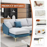 Azure Embrace U-Shaped Sectional Sofa with Chaise Lounges & Gold Accents