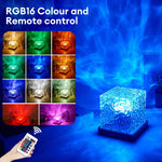 Dynamic Rotating Water Ripple Projector Night Light – 16 Colors Flame Crystal Lamp 