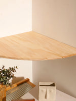 Wall-Mounted Round Floating Corner Shelf - Solid Pine Wood