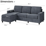 Shintenchi Convertible Sectional Sofa - Modern L-Shaped Couch with Reversible Chaise