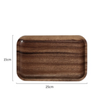 Simple Acacia Wood Tea Tray - Rectangular Japanese Style Wooden Serving Tray