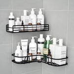 Metal No-Drill Bathroom Storage Rack – Wall-Mounted Corner Shelf for Shampoo and Accessories