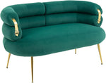 Elegant Velvet Loveseat with Gold Legs - 2-Seater Modern Couch