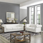 Modern Chesterfield Leather Sofa Set – Tufted Elegance for Living Rooms and Bedrooms