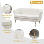 Modern Boucle Loveseat with Gold Legs - 2-Seater Sofa