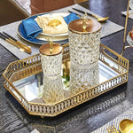 Luxury Gold Crystal Tray - Elegant Organizer for Perfume, Desserts, & Home Decor