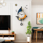 Creative Navigation Sailboat Wall Clock – Modern Decor