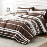 7-Piece Striped Comforter Set - All-Season Bedding with Pillow Shams, Sheets, and Bedspread