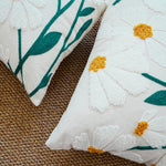 Daisy Floral Embroidered Throw Cushion Cover – Decorative Cushion Case for Sofa and Home Décor