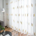 Versatile Wheat Ear Embroidered Curtains - White Yarn for Living Room