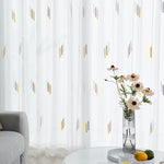 Versatile Wheat Ear Embroidered Curtains - White Yarn for Living Room