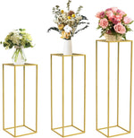 Elegant Gold Metal Plant Stand Set – Tall Cylinder Pedestal Stands