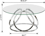 Modern Round Coffee Table with Silver Ring-Shaped Frames – Glass Top for Living Room & Office