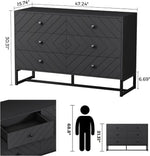 6-Drawer Wood Dresser with Metal Handles – Wide Chest for Bedroom or Living Room