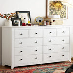 10-Drawer Modern Dresser with Black and Gold Accents – Spacious Wood Storage Cabinet