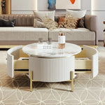 Modern Round Coffee Table with 2 Large Drawers – Sleek Accent Table for Stylish Living