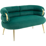 Elegant Velvet Loveseat with Gold Legs - 2-Seater Modern Couch