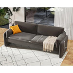 Modern Grey Bouclé Sofa with Embedded Armrest and Deep Seat - Cozy 3-Seater Couch