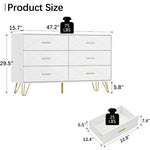 Modern 6-Drawer Dresser for Bedroom with Gold Handles