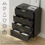 Elegant 4-Drawer Tall Storage Dresser with Gold Handles – Modern Organizer