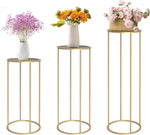 Elegant Gold Metal Plant Stand Set – Tall Cylinder Pedestal Stands