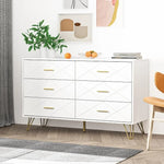 Modern 6-Drawer Dresser for Bedroom with Gold Handles