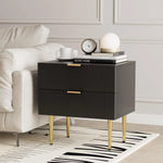 Mid Century Modern Fluted Nightstand - Stylish Bedside Table with Drawers for Bedroom and Living Room