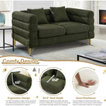 TrendWave 2-Piece Velvet Living Room Sofa Set with Deep Seat Design & Gold Metal Legs