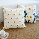 Daisy Floral Embroidered Throw Cushion Cover – Decorative Cushion Case for Sofa and Home Décor