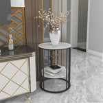 2-Tier Round Sintered Stone End Table