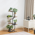 6-Tier S-Shaped Wrought Iron Plant Stand