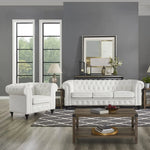 Modern Chesterfield Leather Sofa Set – Tufted Elegance for Living Rooms and Bedrooms