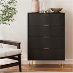 Elegant 4-Drawer Tall Storage Dresser with Gold Handles – Modern Organizer