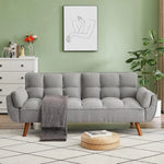 Convertible Futon Sofa Bed – Memory Foam Three-Seat Recliner with Linen Upholstery