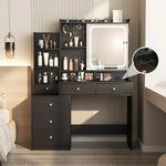 Elegant Vanity Makeup Desk with 6 Drawers, LED Mirror, & Stool