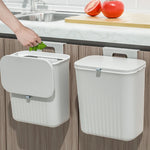 Wall Mounted Hanging Kitchen Trash Bin with Lid - 9L Odorless Garbage Can for Cabinet Doors