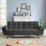 Convertible Futon Sofa Bed – Memory Foam Three-Seat Recliner with Linen Upholstery