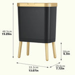 High Foot Large Capacity Kitchen Garbage Bin – 15L with Lid, Elegant Plastic Bin for Bathroom and Living Room