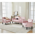 The LuxeCharge 3-Piece Sectional Sofa Set with Tufted Linen, USB Ports & Cup Holders