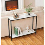 Modern Console Table with Faux Marble Top – Double Layered Design, Golden or Black Frame