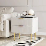 Mid Century Modern Fluted Nightstand - Stylish Bedside Table with Drawers for Bedroom and Living Room