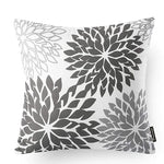 Customizable Gray Geometric Flower Leaf Linen Pillowcase – Sofa Cushion Cover Home Decor