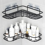 Metal No-Drill Bathroom Storage Rack – Wall-Mounted Corner Shelf for Shampoo and Accessories