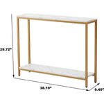 Modern Console Table with Faux Marble Top – Double Layered Design, Golden or Black Frame