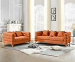 TrendWave 2-Piece Velvet Living Room Sofa Set with Deep Seat Design & Gold Metal Legs