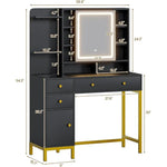 Modern Makeup Vanity with 3-Color LED Lights, Built-In Charging Station, and Multi-Storage Design