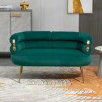 Elegant Velvet Loveseat with Gold Legs - 2-Seater Modern Couch